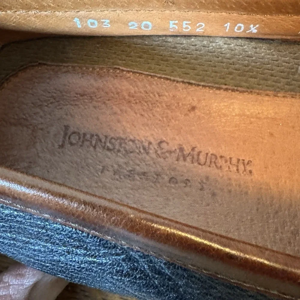 Johnston & Murphy Men's Tassel Loafers 10‎ XW Brown Black Leather Kiltie Slip 10